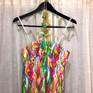 Lily PULITZER long silk. Strapless, size 2